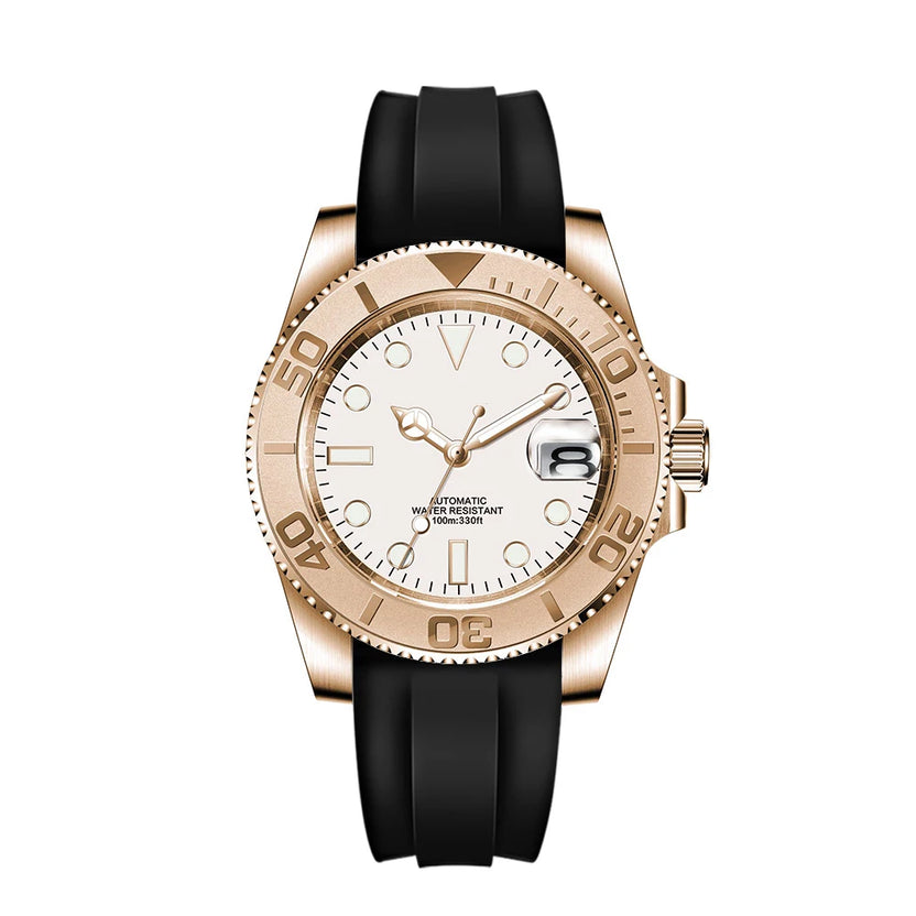 Zegarek męski Corgeut 40mm, dwukolorowy, złoty, mechaniczny z automatycznym naciągiem, mechanizm NH35, wodoszczelność 100M, szkło szafirowe - Reloj