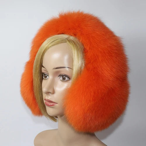 Real Fox Fur Earmuffs for Winter Women Warm Natural Raccoon Fur Earmuffs Girls Ear Warmer Genuine Fur Scarves Plush Ear Muff