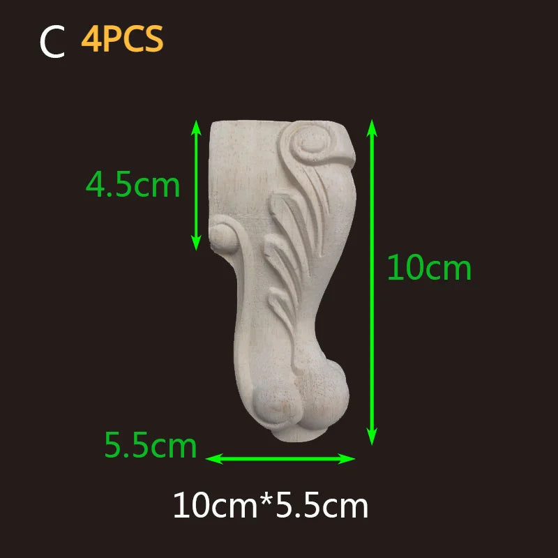2-4pcs Wood Furniture Legs Sofa Couch Chair Ottoman Loveseat Coffee Table Cabinet Feet Bun Foot Wood Bend Appliques Onlays