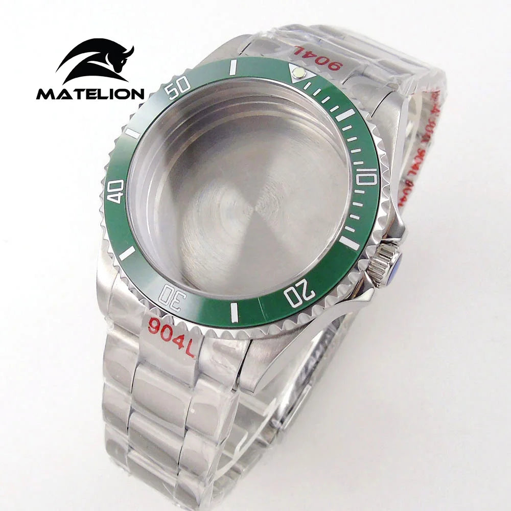 Koperta do zegarka Matelion 20ATM Dive 40mm SUB, pasuje do mechanizmów NH35, NH34 GMT, ETA 2824, PT5000, stalowa bransoleta, szafirowe szkło, 120 kliknięć, przesuwane zapięcie