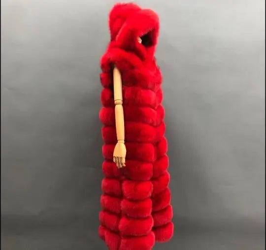 Lengthening Real Fox Fur Vest Natural Fur Coat for Jacket Female Coats Hood Waistcoat Long Fur Coats Real Fur Fox Vest Jacket