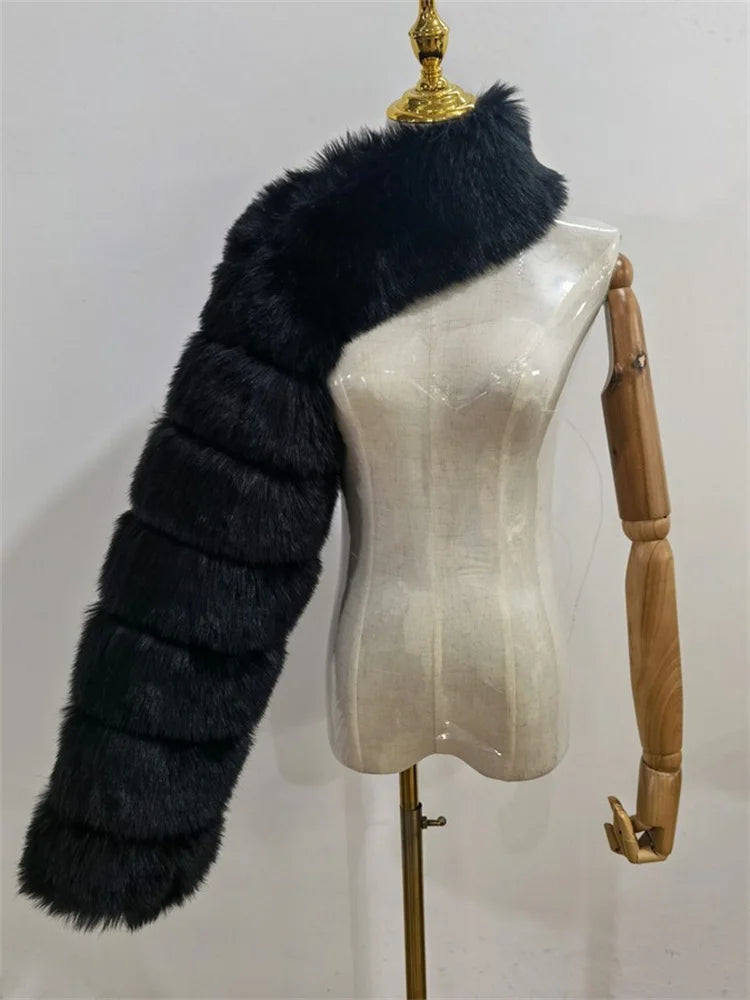 Winter Warm Clothes 2022 Pink Black Faux Fur Coats Women Long Sleeve Crop Top Gray White Faux Fur Jackets for Women Wholesale
