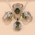 Wedding Sapphire Jewelry Set for Women Halo Pendant Necklace Earrings Ring 925 Sterling Silver Blue Gemstone Bridal Party Gift