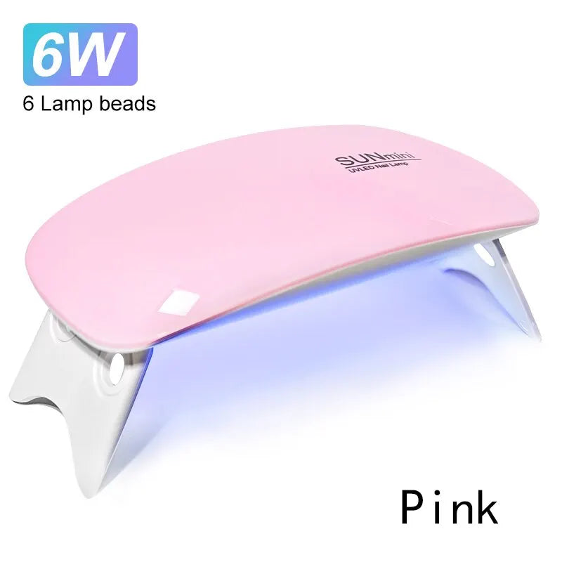 6W Mini Nail Dryer Machine Portable 6 LED UV Manicure Lamp Home Use Nail Lamp for Drying Polish Varnish With USB Cable