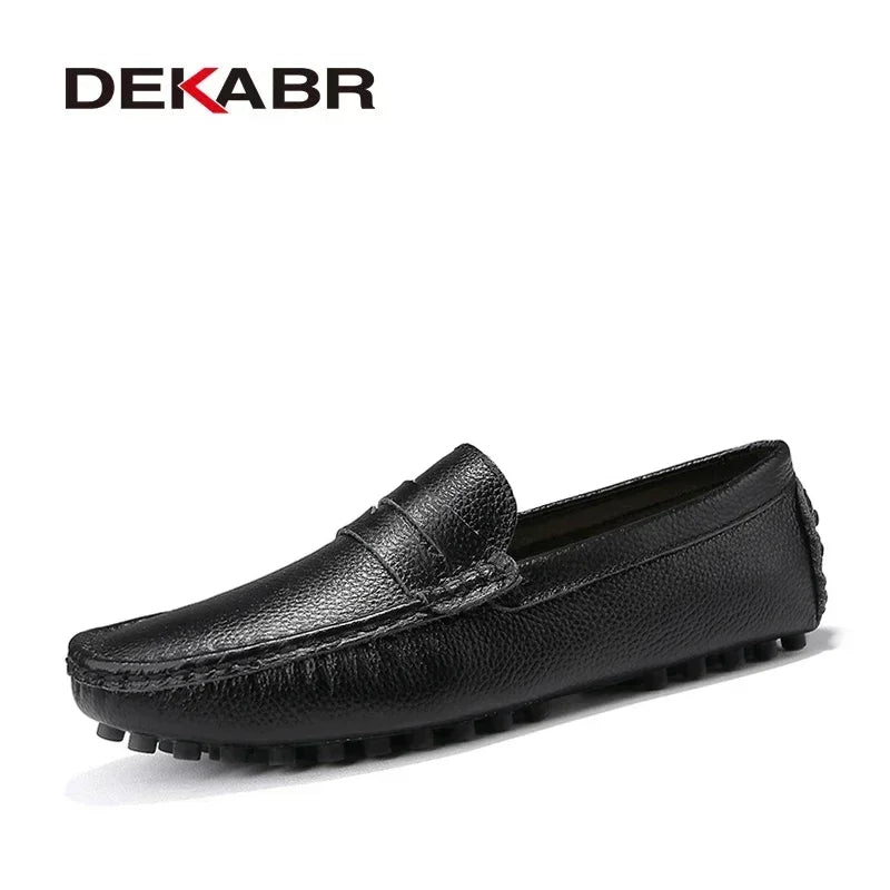 DEKABR Size 49 Men Casual Shoes Fashion Men Shoes Genuine Leather Men Loafers Moccasins Slip on Men's Flats Male Driving Shoes