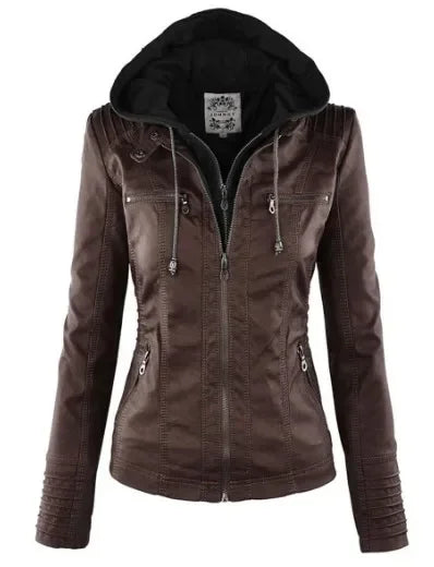 Faux Leather Jacket Women 2026 Basic Jacket Coat Female Winter Motorcycle Jacket PU Leather Zipper Hoodies Outerwear Chaqueta