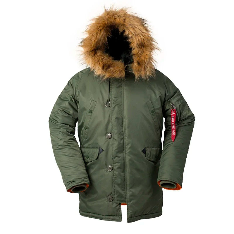 Parka militar coreana gruesa de invierno con capucha de piel, abrigo tipo bomber táctico, cálido, cortavientos, largo, ropa de hombre