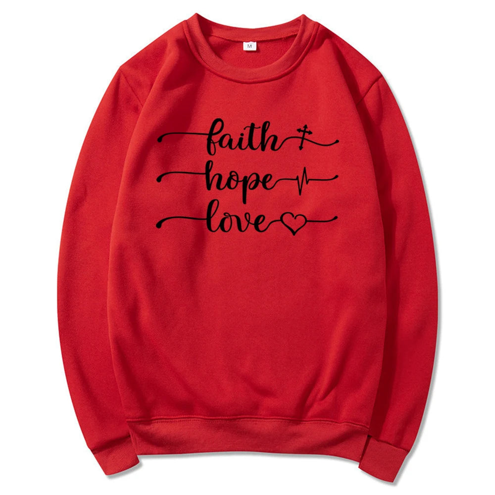 Faith Hope Love Sweatshirt Vertical Cross Religious Pullover Women Christian Bible Verse Crewneck Sweatshirts Funny Sayings Tops