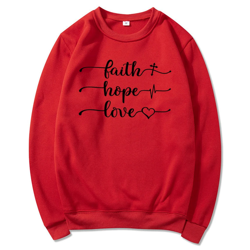 Faith Hope Love Sweatshirt Vertical Cross Religious Pullover Women Christian Bible Verse Crewneck Sweatshirts Funny Sayings Tops