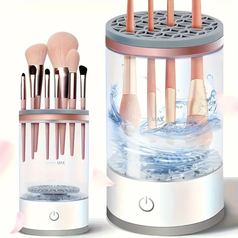 Limpiador de brochas de maquillaje alimentado por USB, inodoro, sin batería, accesorio esencial de belleza, lavadora y secadora de brochas, listo para usar