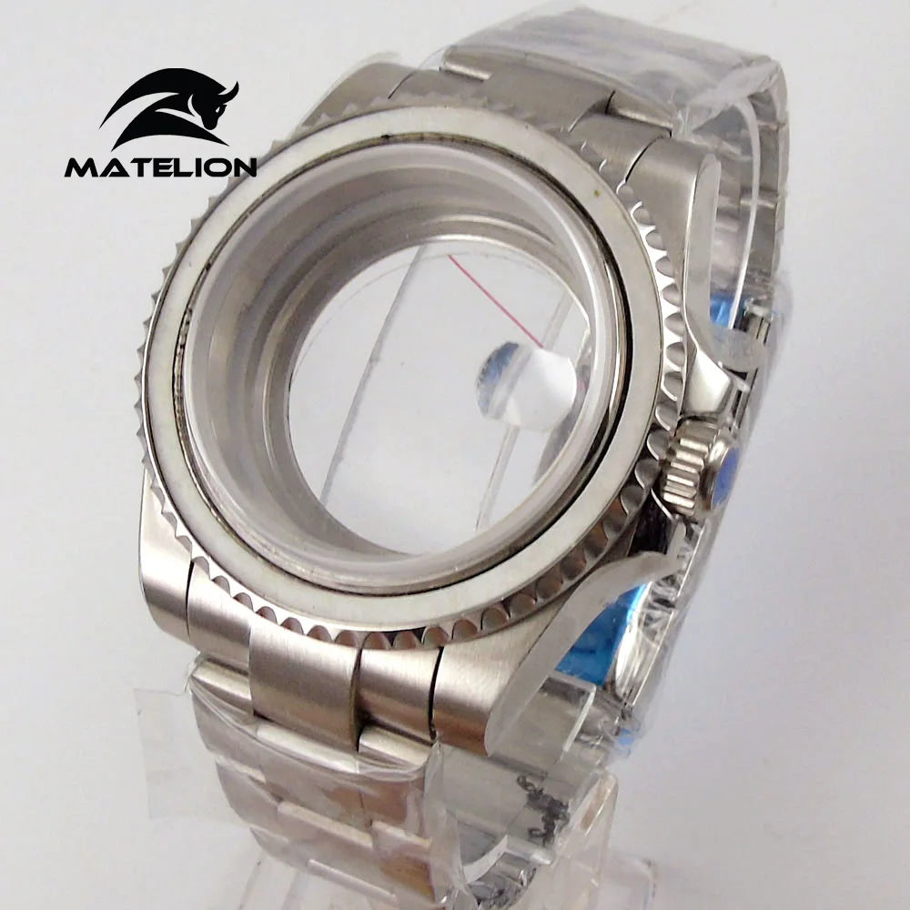 Koperta do zegarka Matelion 20ATM Dive 40mm SUB, pasuje do mechanizmów NH35, NH34 GMT, ETA 2824, PT5000, stalowa bransoleta, szafirowe szkło, 120 kliknięć, przesuwane zapięcie