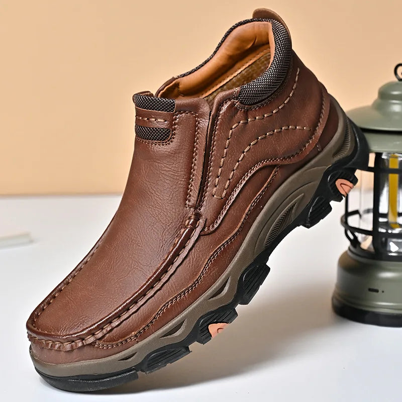 2025 nya brittiska herrboots i äkta läder, sneakers för män, platåboots, slitstarka sportskor för män