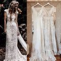 Vintage Boho Lace Behemian Mermaid Wedding Dress Robe Civil Country Bridal Gowns Sexy Backless Robe Mariage Femme Customized
