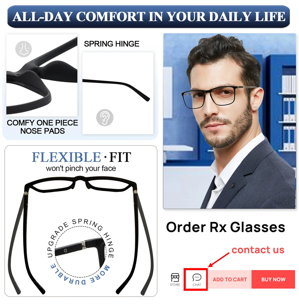 Blue Light Blocking Reading Glasses Men Transparent Computer Eyeglasses Reading Magnifying Eyewear Presbyopic Diopters +1.0 +2.5