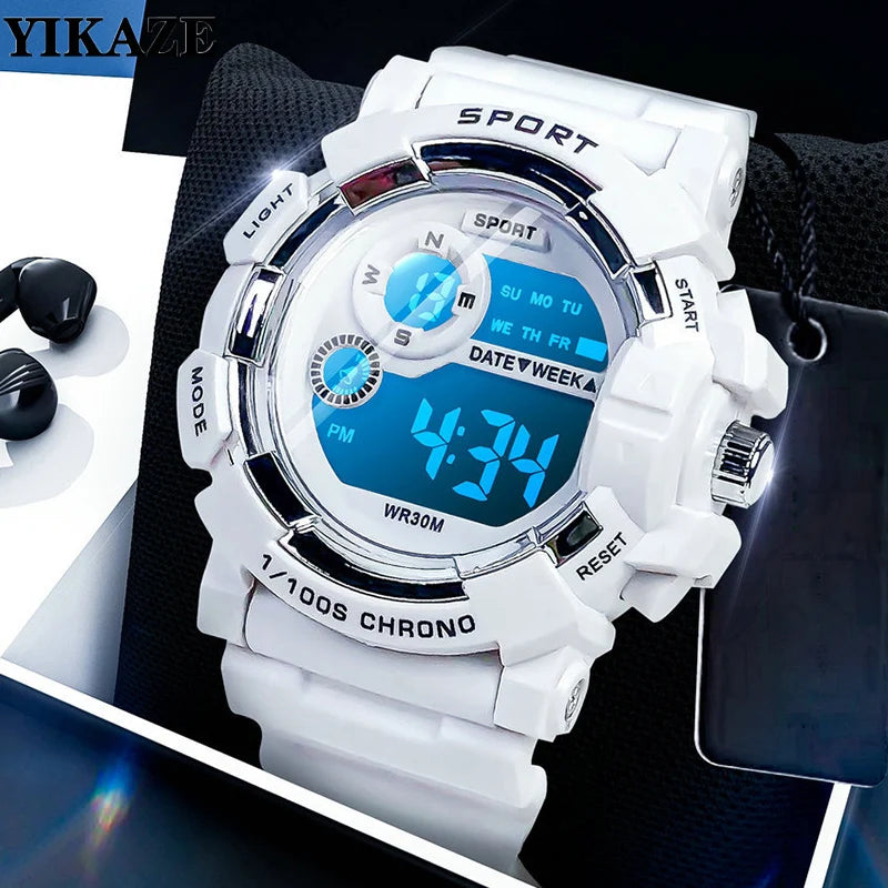 Relojes infantiles YIKAZE de moda, luminosos, resistentes al agua, con despertador, reloj electrónico inteligente para estudiantes, regalo para niños y niñas