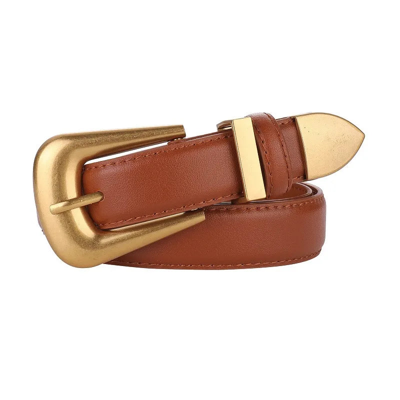 Cinturón de piel auténtica para mujer, cuero color burdeos con hebilla de metal dorado, cinturones de moda casual de lujo para vaqueros y vestidos