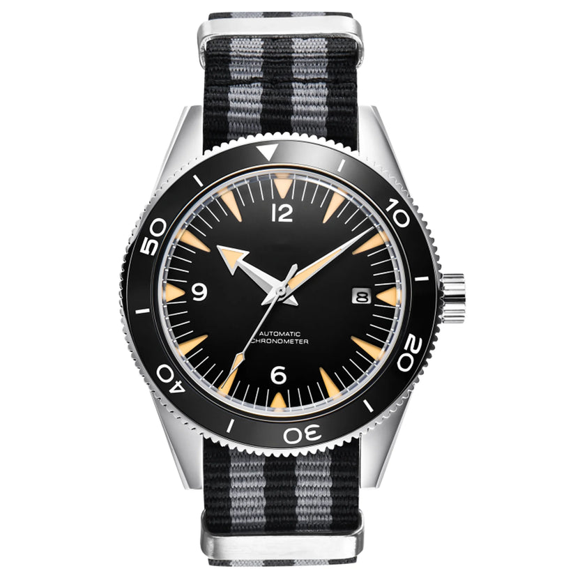 Męski zegarek 41 mm z własnym logo, luksusowy zegarek biznesowy z mechanizmem automatycznym NH35, szafirowe szkło, datownik, zegarek nurkowy