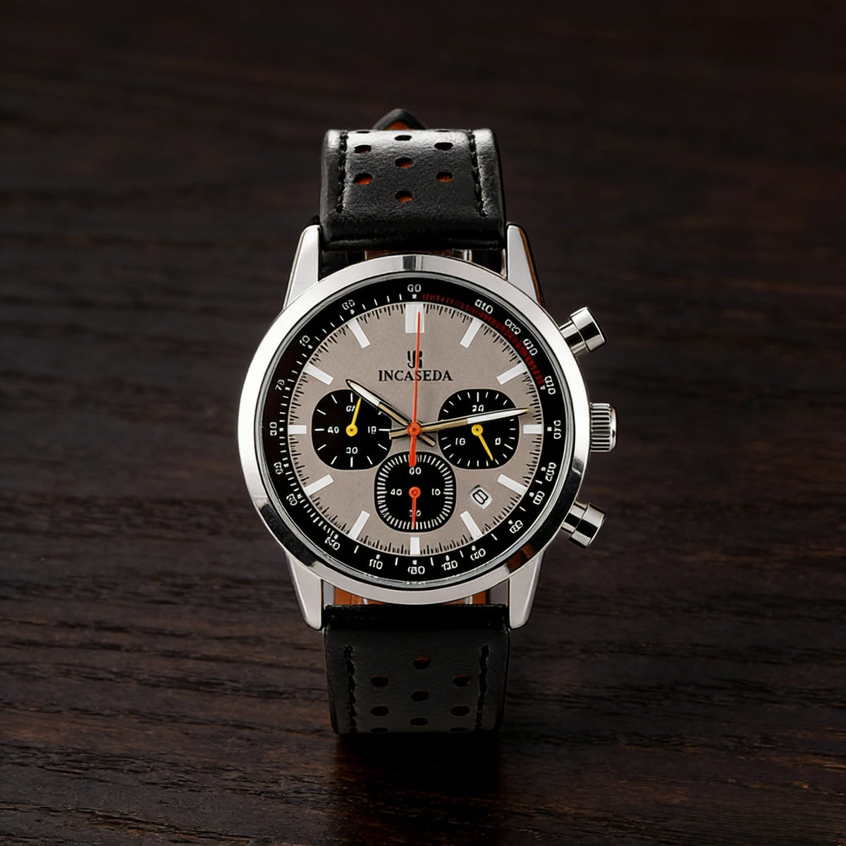 Reloj de cuarzo multifuncional luminoso, deportivo, impermeable y con cronógrafo, de cuero