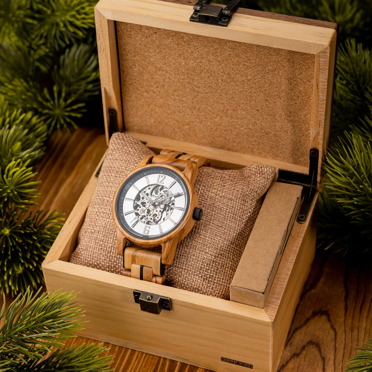 BOBO BIRD Nuevos Relojes Mecánicos para Hombre de Madera Real de Lujo Esqueleto Automático Regalo Personalizado de Navidad para Hombre