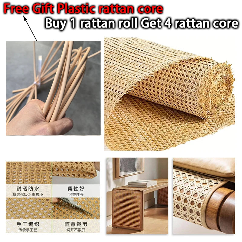 Natural Rattan Cane Webbing Roll 40/45/50/55cm Width Large Size Rattan Roll, Caning Material Rattan Fabric for Caning Projects