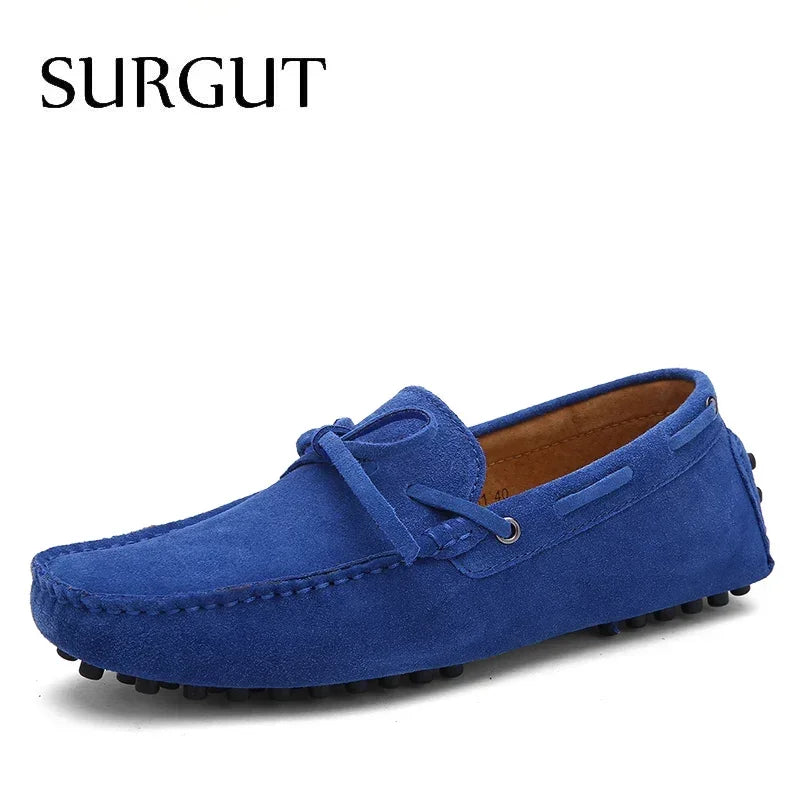 SURGUT Brand New Fashion Summer Spring Men Driving Shoes Loafers Real Leather Boat Shoes Breathable Male Casual Flats Loafers