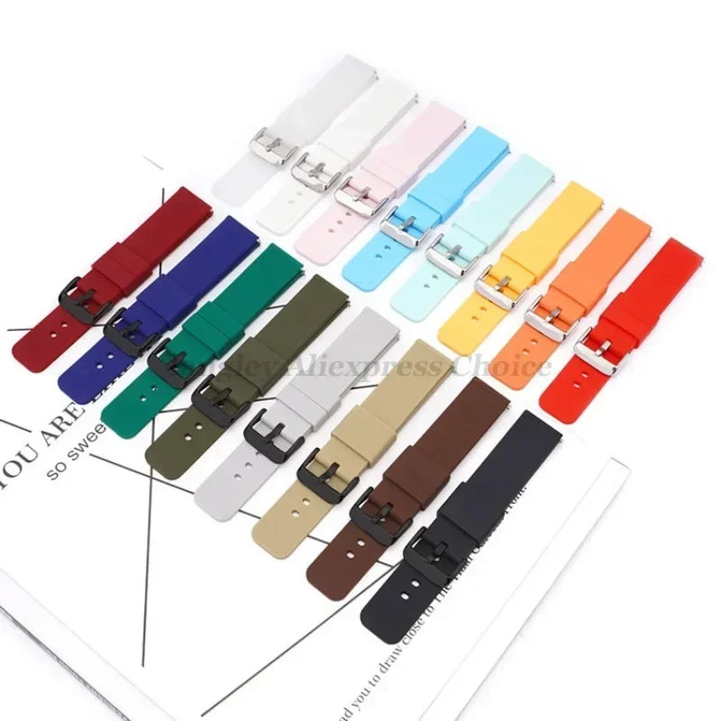 Silicone Watch Band 14/16/18/19/20/22/24mm Soft Quick Release Rubber Watch Straps for Samsung Galaxy for Garmin for Huawei Watch