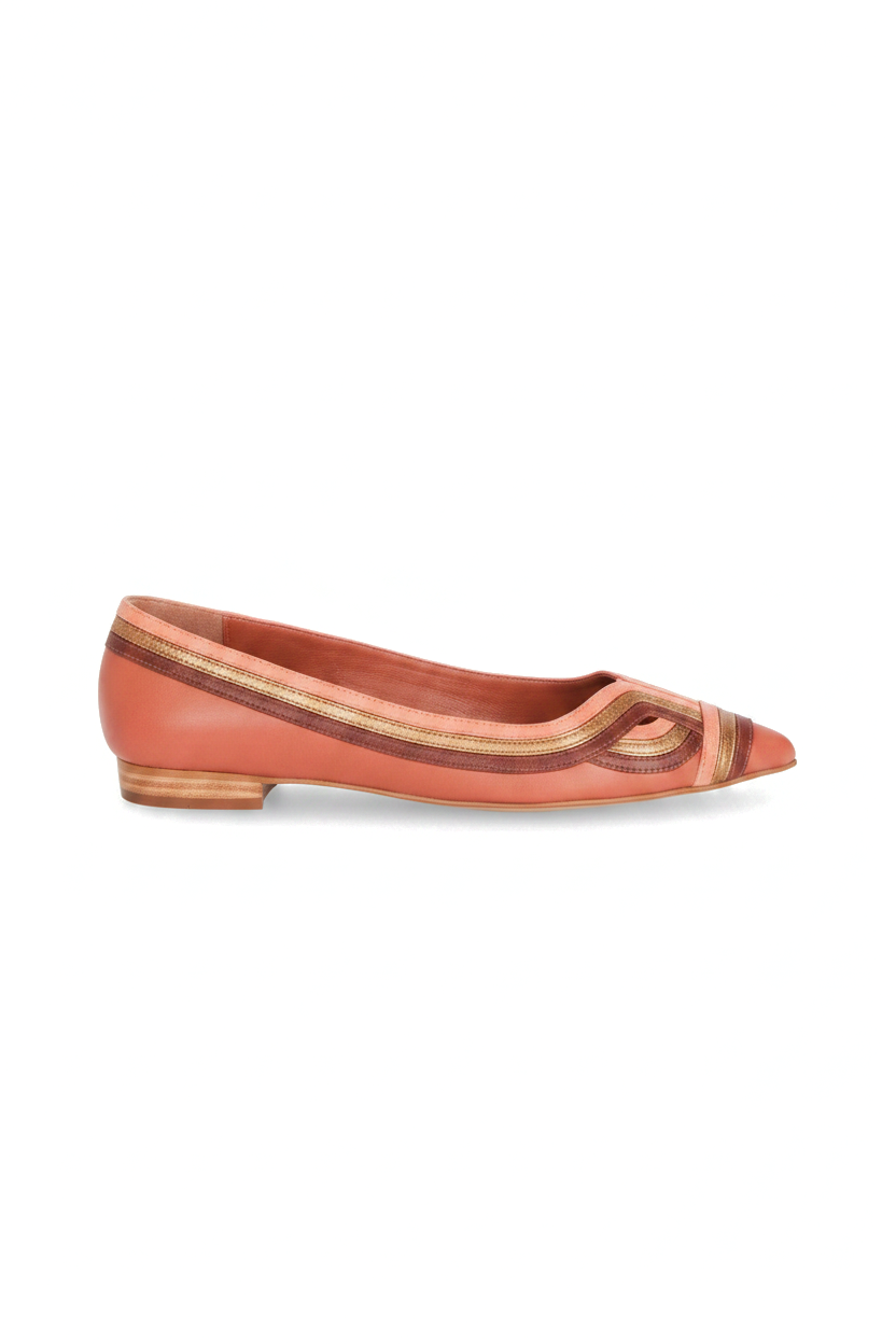 Baleriny Begonia Caramel Leather – Płaskie buty ze szpiczastym noskiem