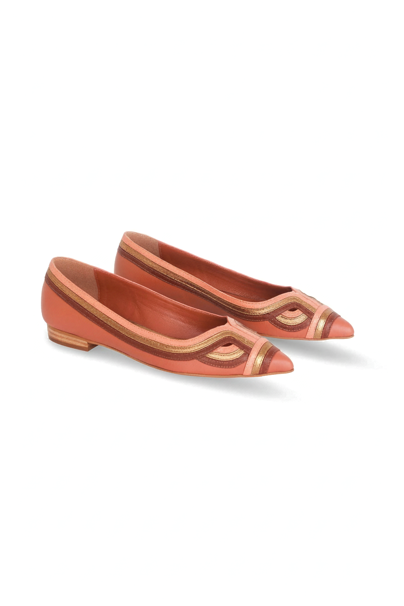 Baleriny Begonia Caramel Leather – Płaskie buty ze szpiczastym noskiem