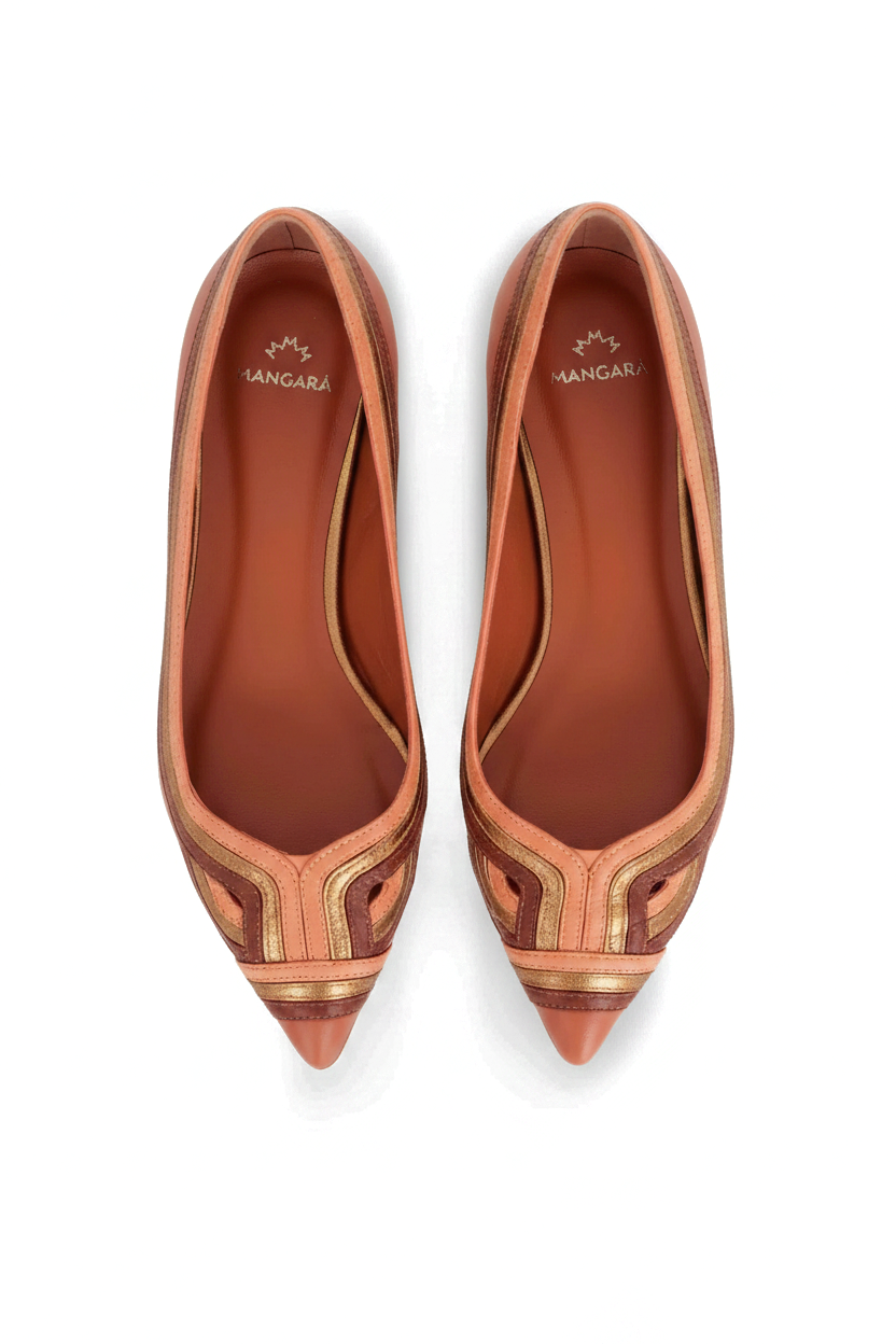 Baleriny Begonia Caramel Leather – Płaskie buty ze szpiczastym noskiem