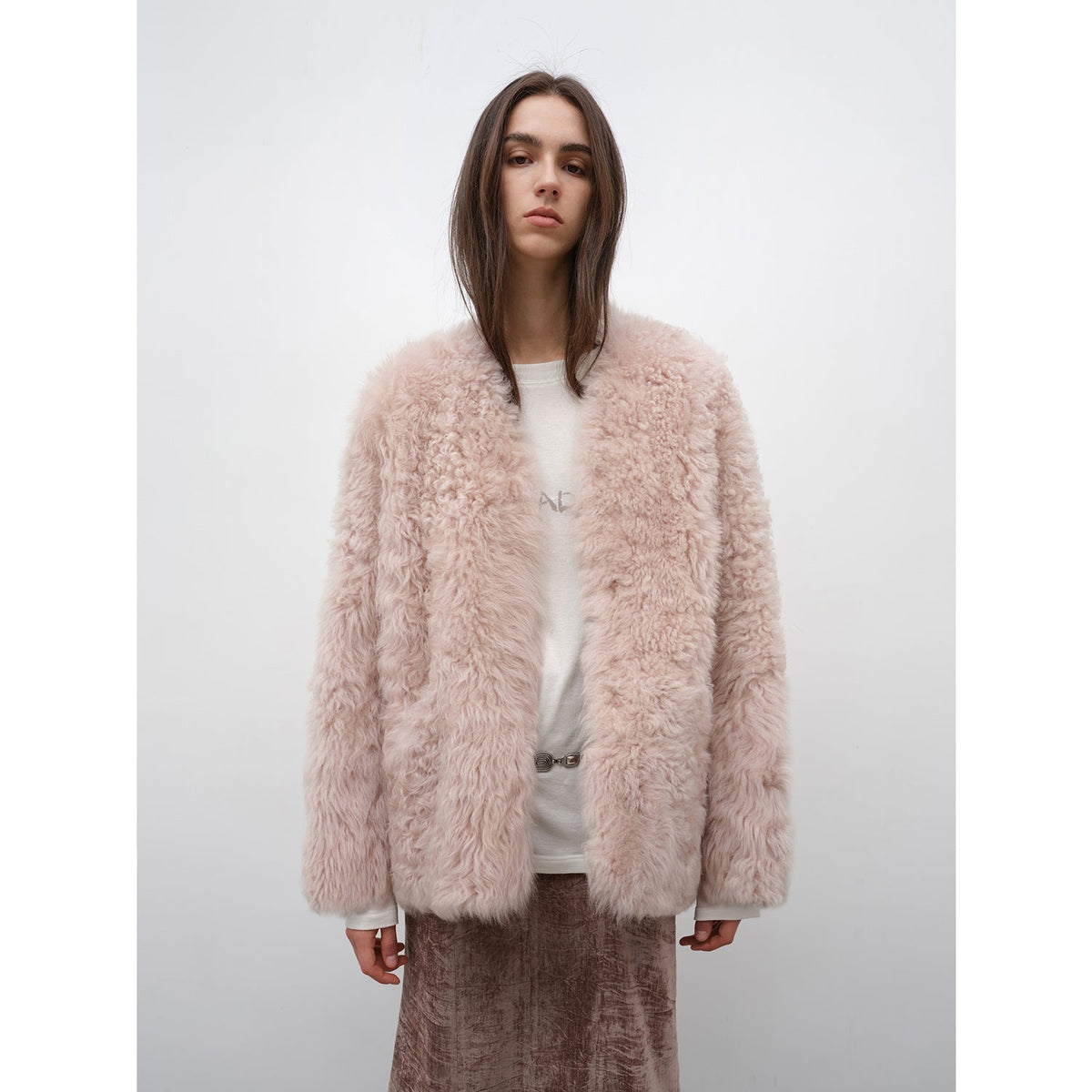 Castle Dusk Fashionable Casual V-Neck Italian Tuscan Sheepskin Coat