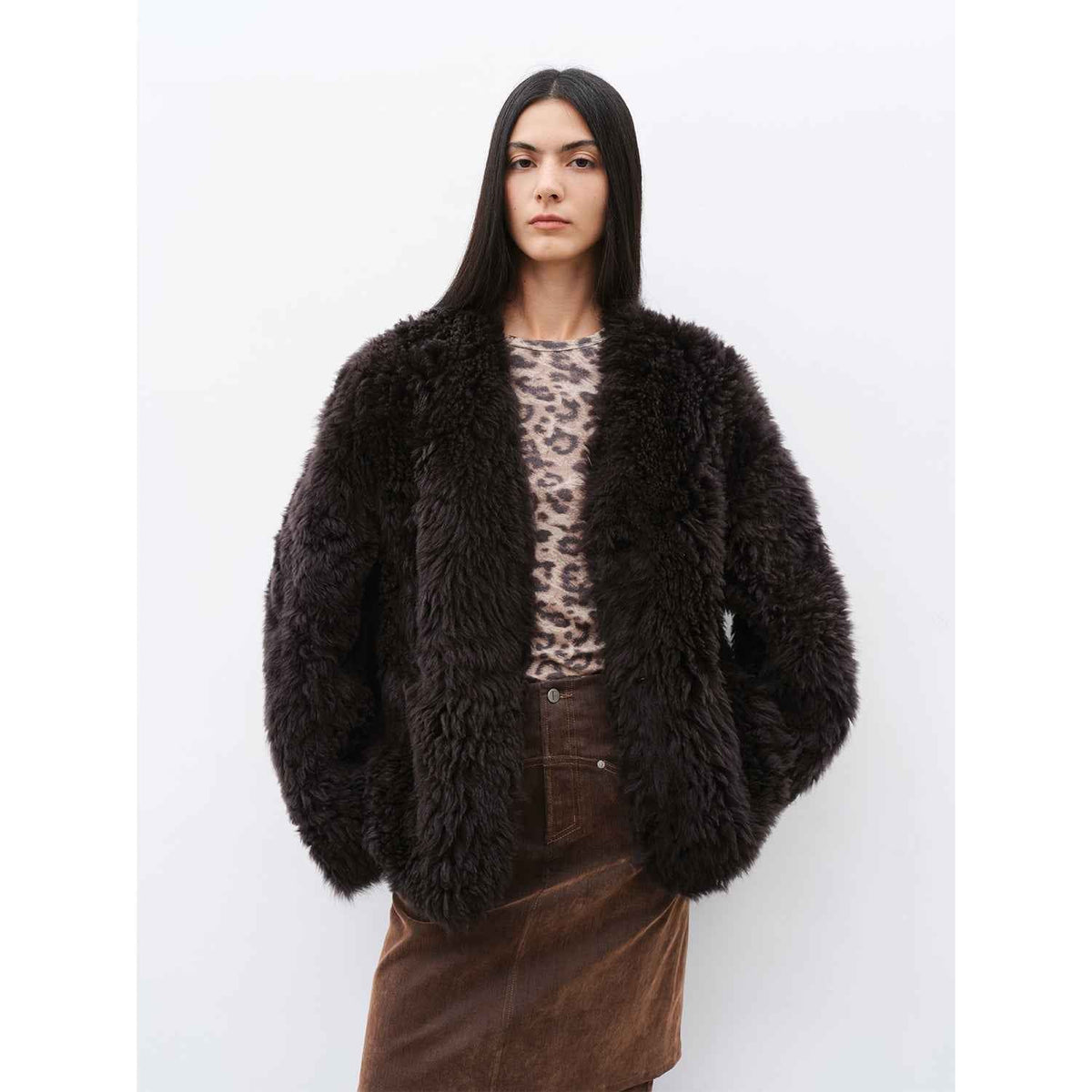 Fireladyfur Women's Black Sheepskin Jacket With Tuscan Fur"My Little Curly"