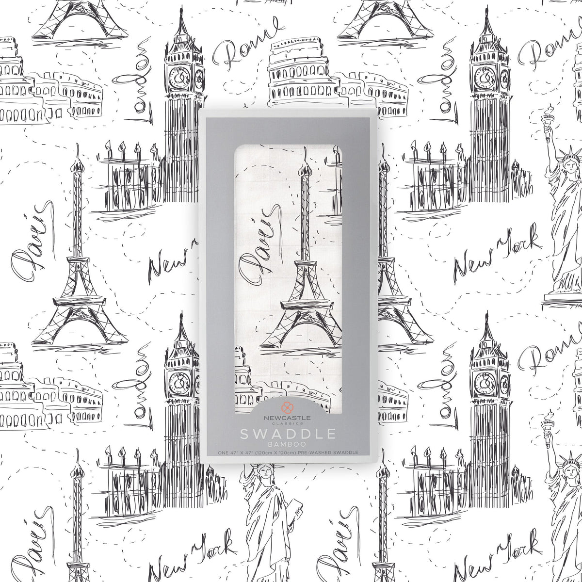 London, Paris, New York bambu-swaddle