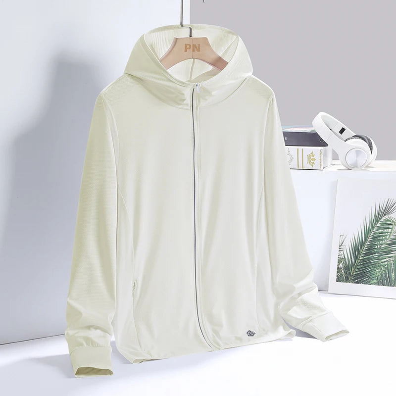 YJKVUR Sudadera con capucha unisex de verano con protección solar UV UPF 50+, chaqueta ligera de manga larga para hombre y mujer, para senderismo y actividades al aire libre