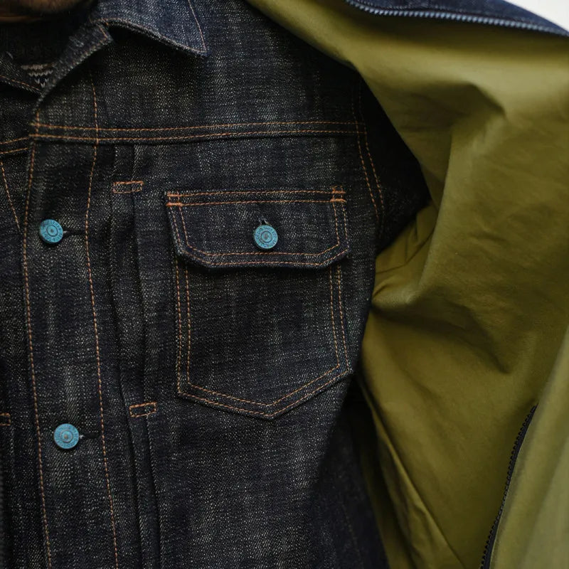 Chaqueta de mezclilla para hombre Sauce Zhan, 20 oz, mezclilla orillada de alto gramaje, hilo flameado, teñido doble, edición Año de la Serpiente, corte holgado