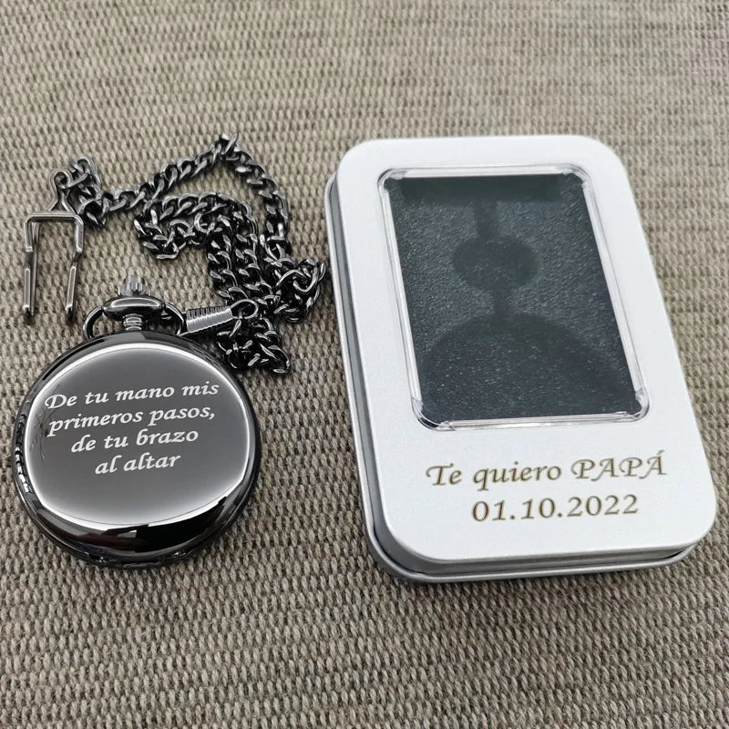 Customize Your LOGO Name Text 47MM Quartz Personalize Pocket Watch Vintage Bestman Groomsmen Wedding Gift Anniversary Presents