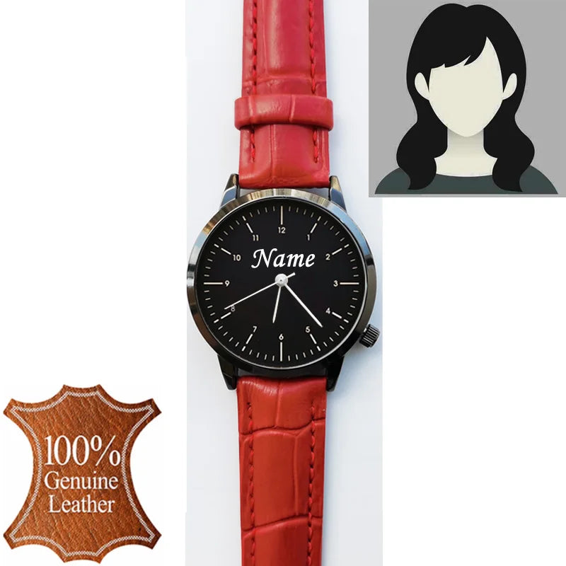Grabado personalizado gratuito con su nombre, logotipo o texto. Reloj de pulsera para hombre y mujer, resistente al agua 3 ATM, reloj personalizado.