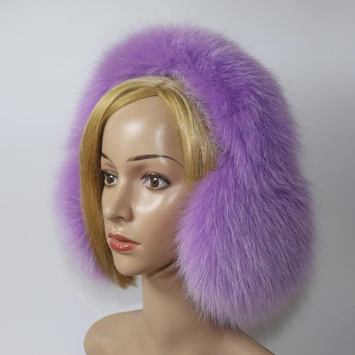 Real Fox Fur Earmuffs for Winter Women Warm Natural Raccoon Fur Earmuffs Girls Ear Warmer Genuine Fur Scarves Plush Ear Muff