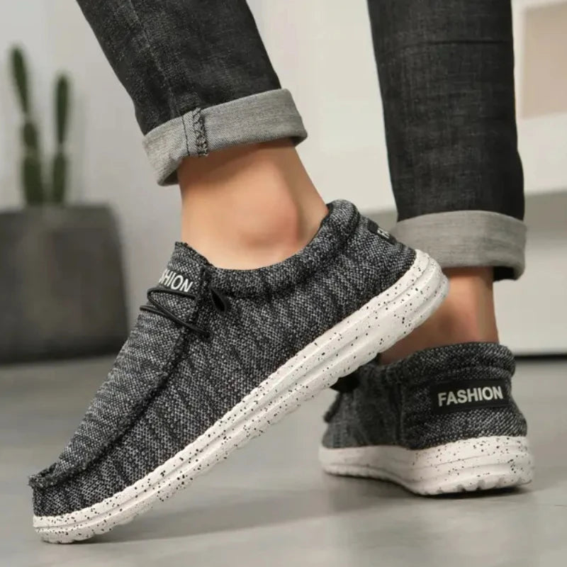 Men's Breathable Boat Shoes 2026 One Foot Shoes Loafers Casual Armor Shoe Lightweight Canvas Lace Up Loafers Zapatos Para Hombre