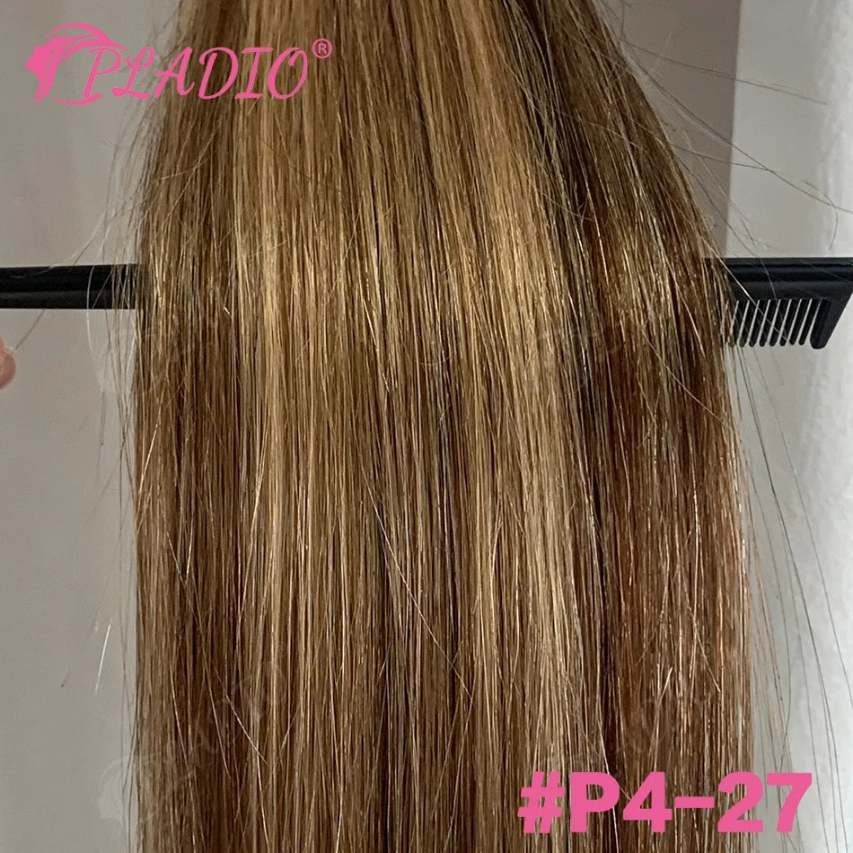 PLADIO Straight I Tip Hair Extensions Human Natural Hair Extensions Keratin Capsule Original Human Hair 12-26 Inch 50pcs 100pcs
