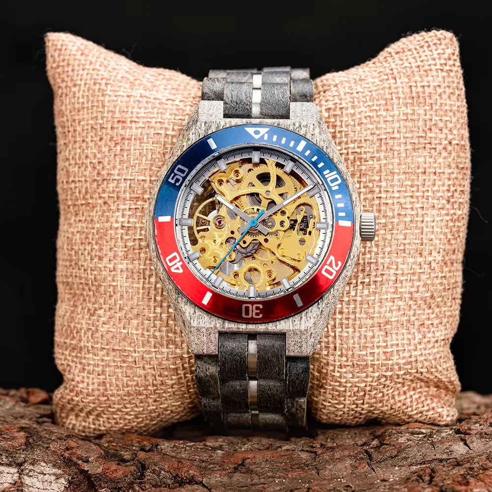 Wooden Automatic Mechanical Watch Men Wristwatch BOBO BIRD Top Fashion Luminous Hands Clock Custom Gift Box Relogio Masculino