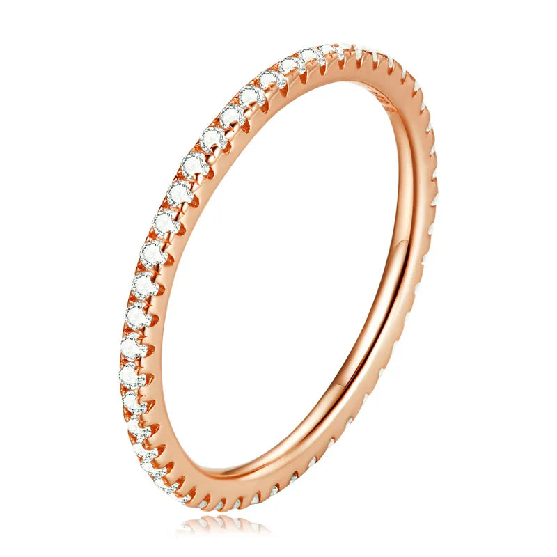 WOSTU Genuine 100% 925 Sterling Silver Simple Geometric Round Single Stackable Finger Rings for Women Engagement Jewelry CQR066