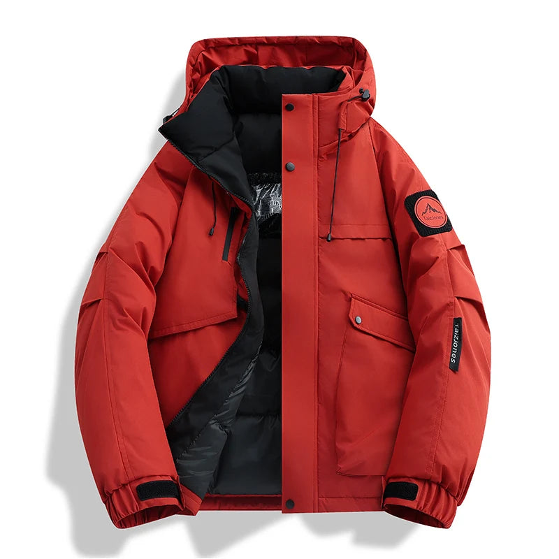 Men's Slim Fit Hooded Cotton and Polyester Winter Parka Jacket