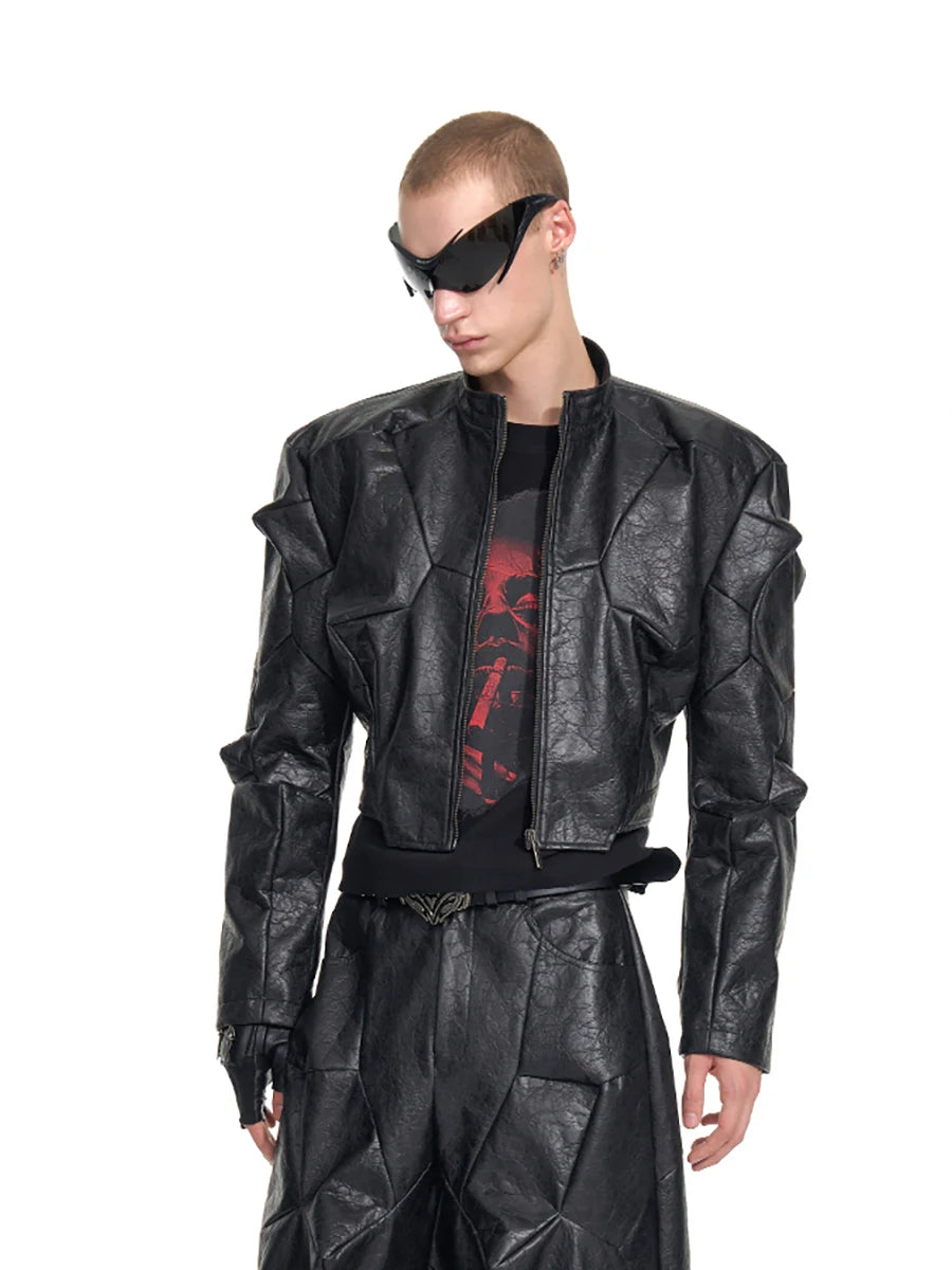 Chaqueta de piel sintética Mauroicardi para hombre, estilo punk, de diseñador de lujo, corta, deconstruida, ideal para primavera y otoño, estilo urbano.