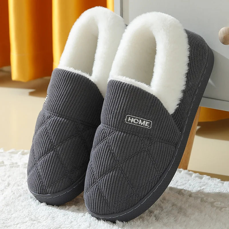 Evshine Soft Sole Slippers for Women Winter Fashion Women Fur Slippers Fuzzy Plush Men Slippers Warm Furry Women Cotton Shoes