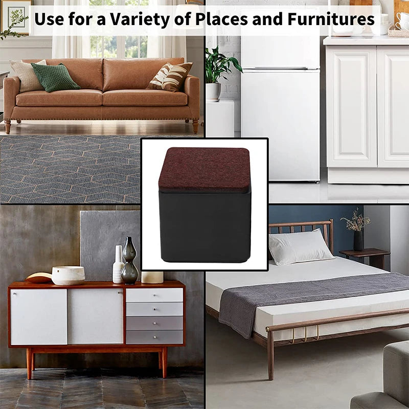 Bed Furniture Square Risers Solid Steel Bed Furniture Post Lifts Protect Floors Anti Scratch Wood and Carpet Surface Heavy Duty