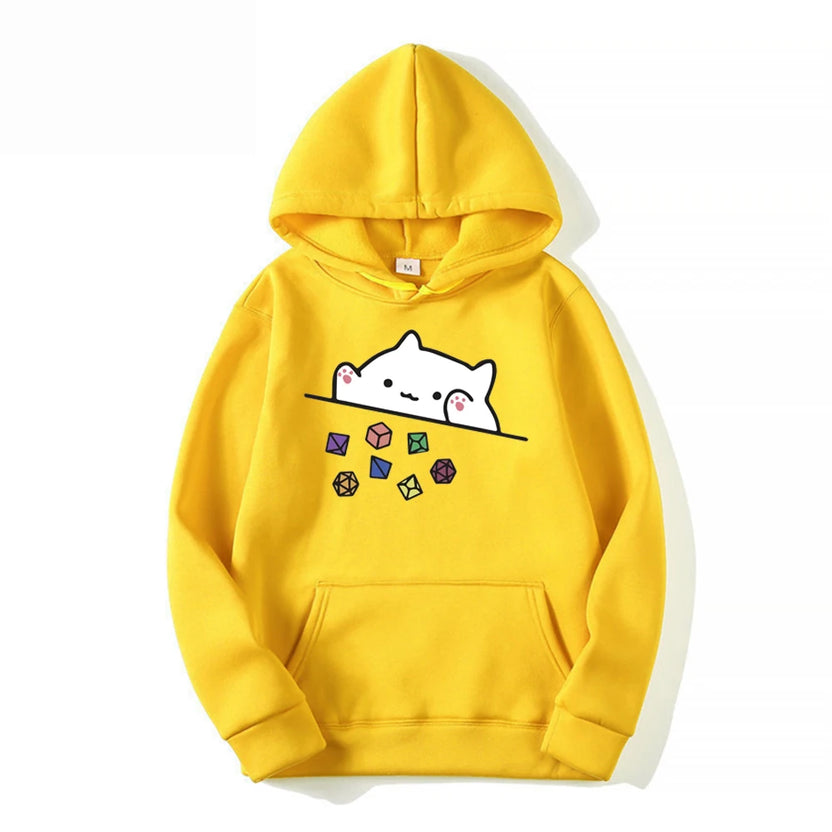 Bluza z kapturem dla Mistrza Gry z kotem rzucającym kośćmi, do gier RPG, urocza bluza dla miłośnika kotów, retro DnD, unisex