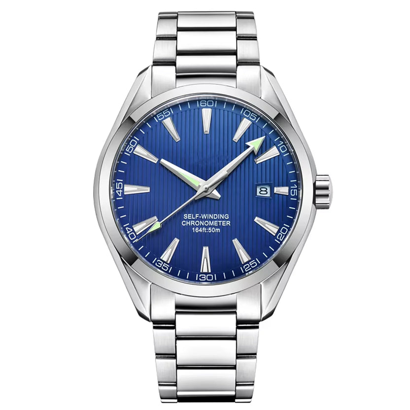 Męski zegarek mechaniczny z automatycznym naciągiem NH35, personalizowane logo, szkło szafirowe, 41 mm, zegarek męski ze stali nierdzewnej z datownikiem