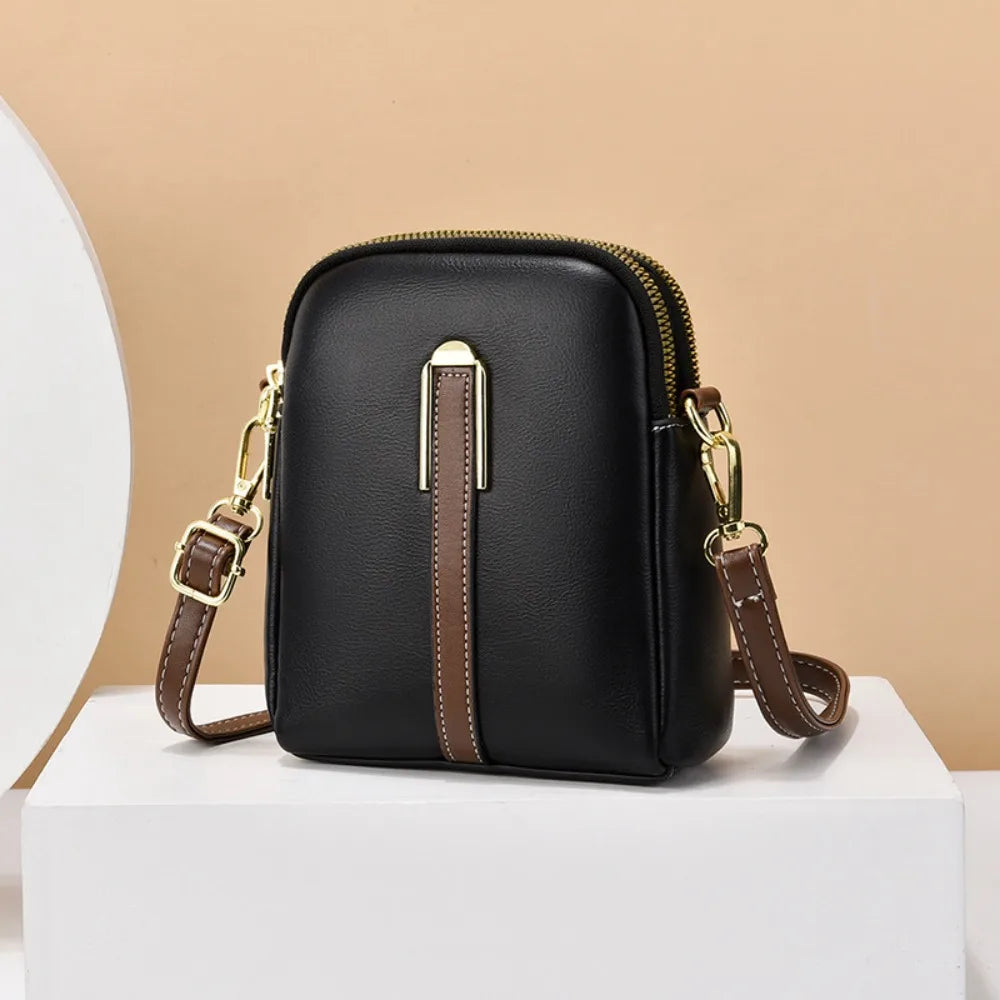 Retro Mini Women's PU Leather Crossbody Shoulder Bag with Zipper