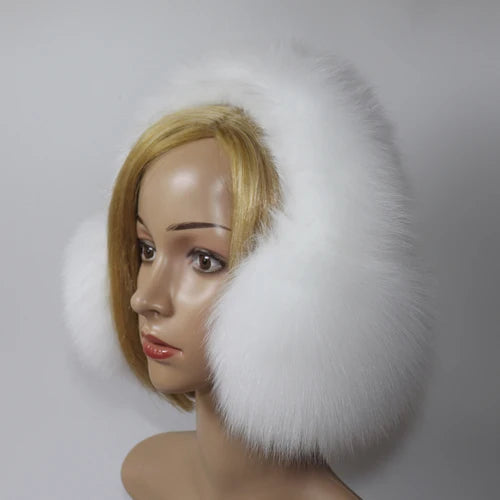Real Fox Fur Earmuffs for Winter Women Warm Natural Raccoon Fur Earmuffs Girls Ear Warmer Genuine Fur Scarves Plush Ear Muff