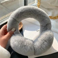 Ear Muffs for Women Winter EarWarmers Soft Warm Cable Furry Real Rex Rabbit Ear Covers for Cold Weather – grey, beige, grey1